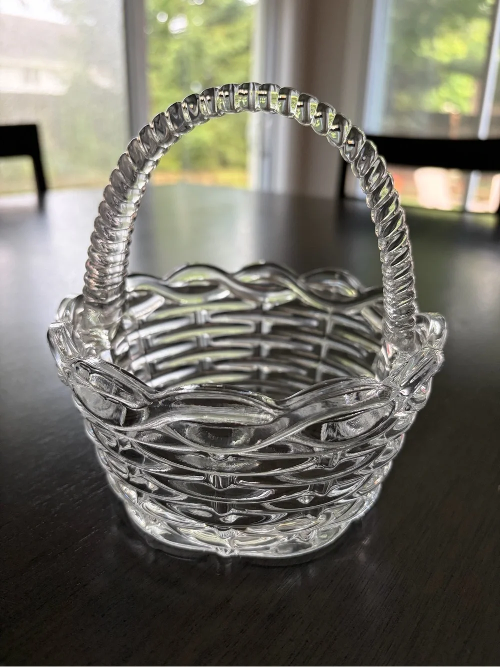 Clear Glass Basket Decorative Bowl with Handle - Home Accents